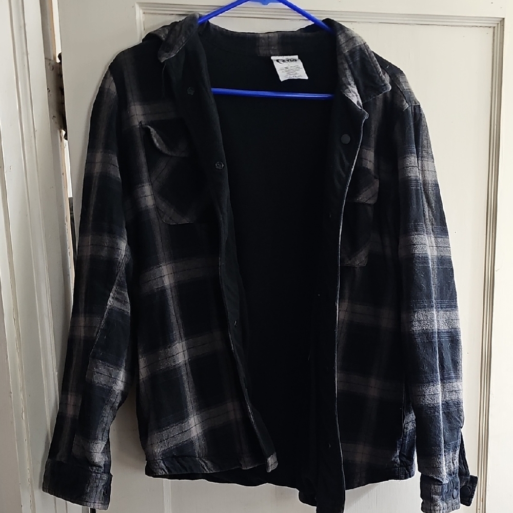 ZYIA Black and Gray Plaid Women's Button Down Shirt